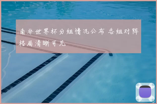 南非世界杯分组情况公布 各组对阵格局清晰可见